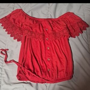 Red Lace Blouse.
